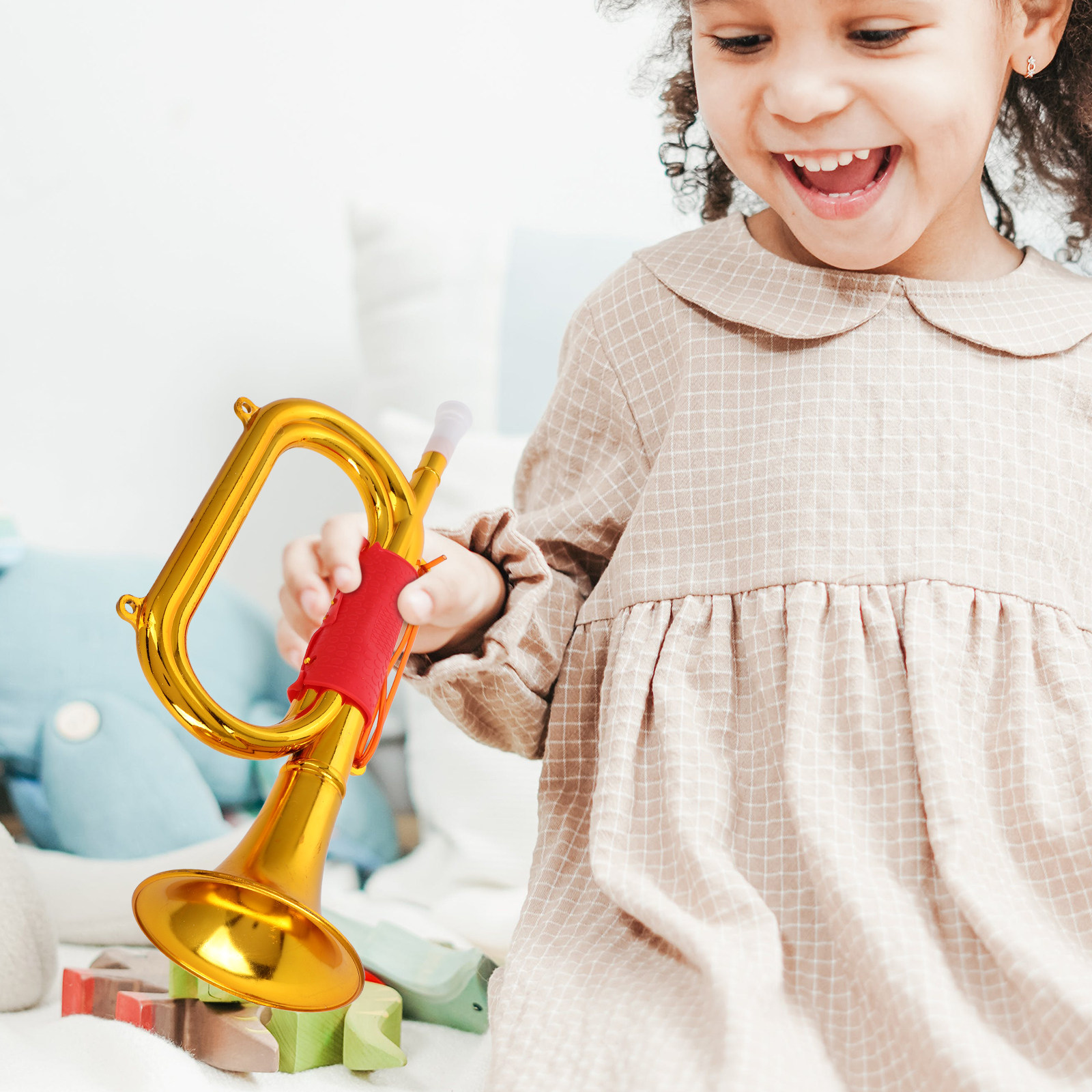Musical Instrument Bugle - Corneta de Plástico Dourada para Crianças,