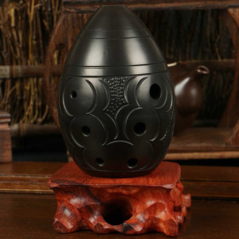 Musical Instrument Xun - 8 buracos ocarina preto portátil cerâmica