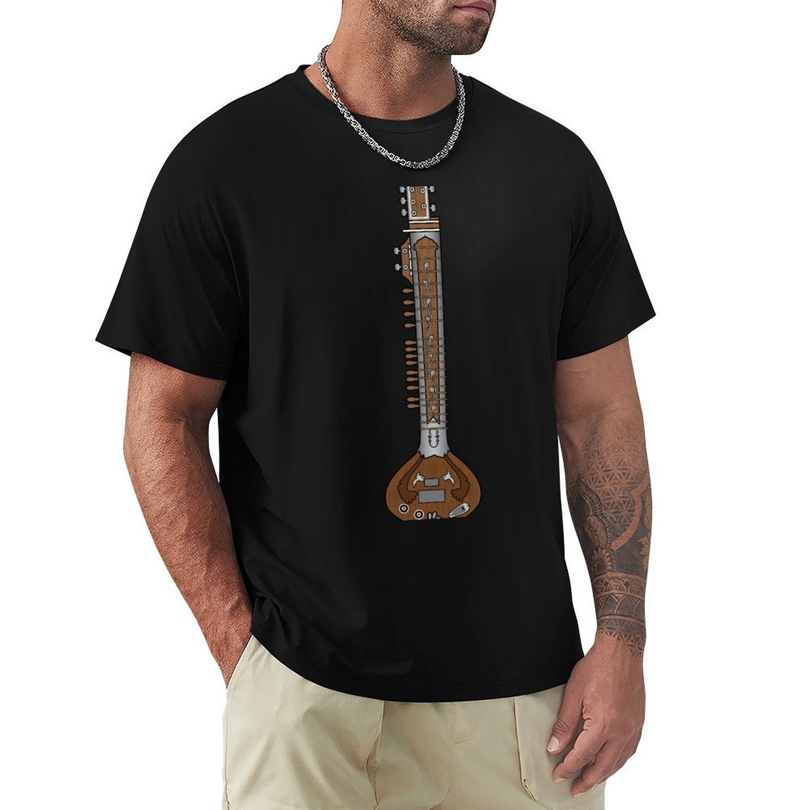 Musical Instrument Sitar - INSTRUMENTOS MUSICAIS - Camiseta SITAR Simples,
