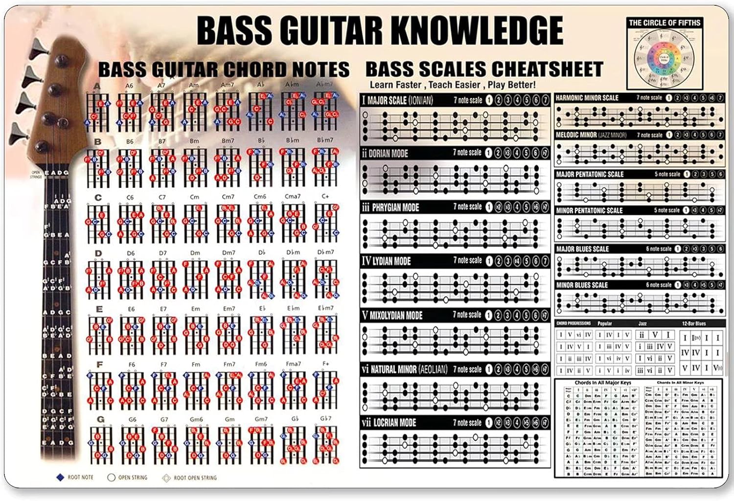 Baixo guitarra conhecimento si - Musical Instrument Poster avaliação e preço